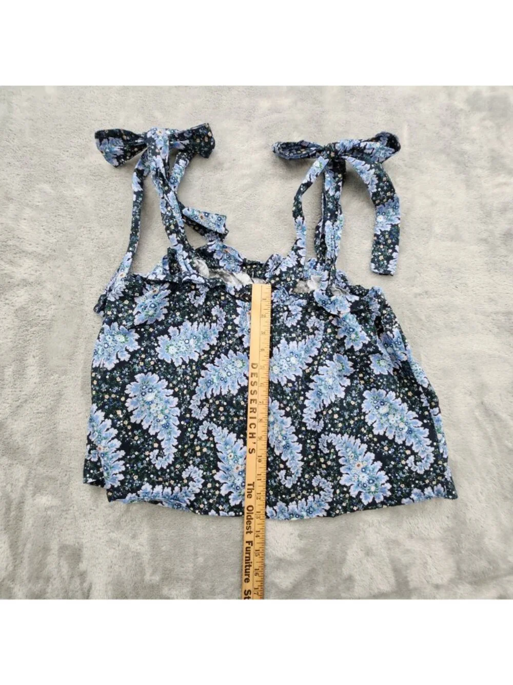 J Crew Tie Shoulder Tank Top XL Paisley Boho Coastal Festival Organic Cotton
